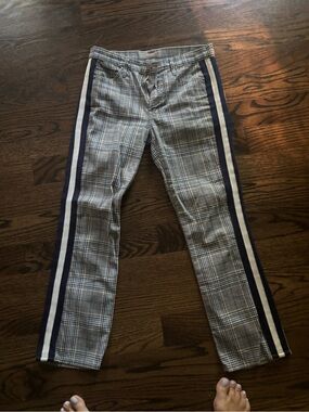 MOTHER Glen Plaid Trousers with Blue Accents